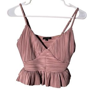 Papermoon Pleated Peplum Tank Top Beige M